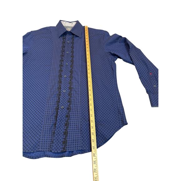 Mens Robert Graham Button Up Long Sleeve Shirt  Medium Blue Black Checkered - Picture 3 of 10